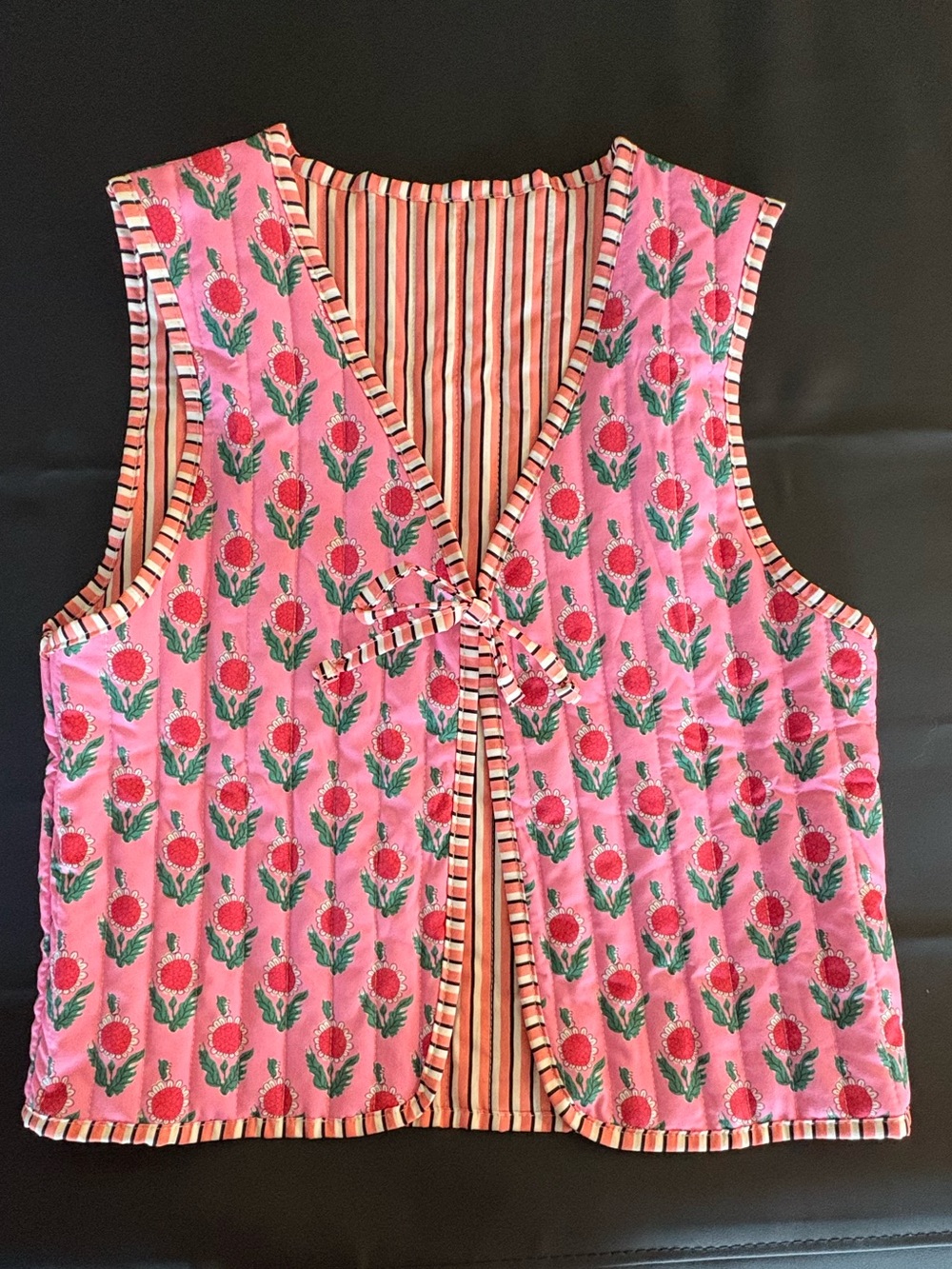 Pink Floral Tie-Front Vest - Women's Sleeveless Top